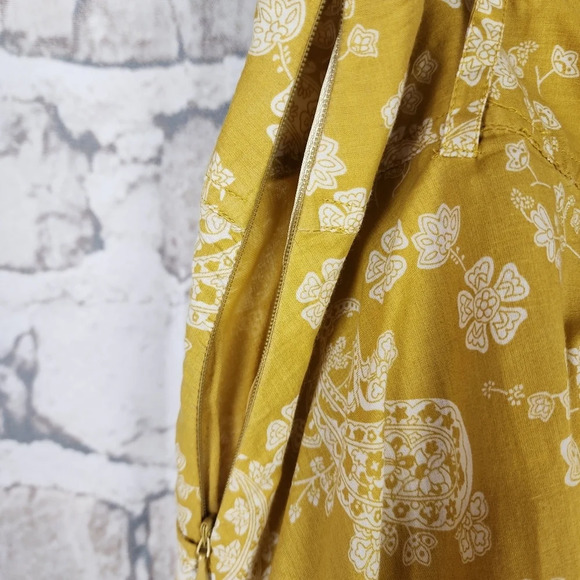 Vintage Sears Cherokee Paisley Cotton A Line Skirt Midi Goldenrod Yellow Size 12 - Picture 10 of 14